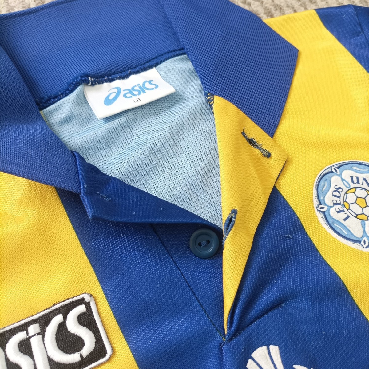 Leeds United Thistle Hotels Yellow & Blue ASICS Away Shirt Size