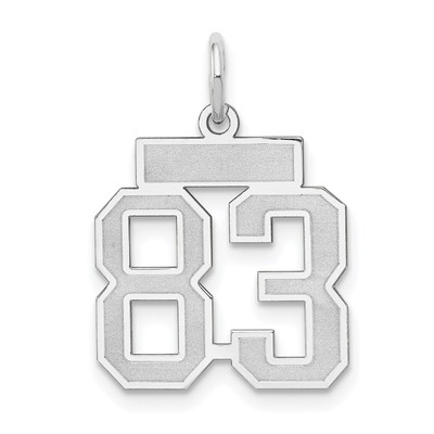 14k White Gold Small Satin Number 83 Charm