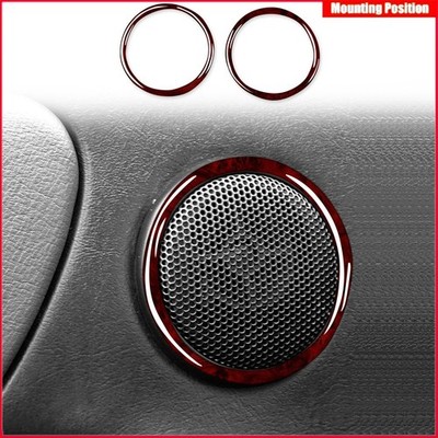 Red Wood Grain Door Speaker Ring Trim 2PCS For Acura Integra 1994-2001