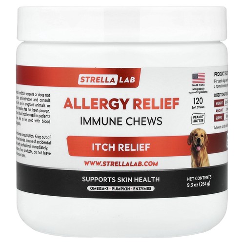Allergy Relief, Immune Chews, For Dogs, Peanut Butter, 120 Soft Chews, 9.3 oz
