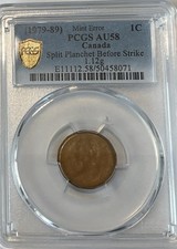 Canada (1979-89)  RARE MAJOR MINT ERROR  split planchet BEFORE STRIKE  PCGS AU58