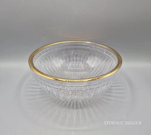 VTG Original Marquis by Waterford Crystal Hanover Gold 8.5” Round Glass Bowl