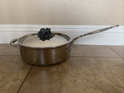 RUFFONI OPUS PRIMA Hammered Stainless 5 Qt SAUTÉ PAN Garlic Knob Lid GUC