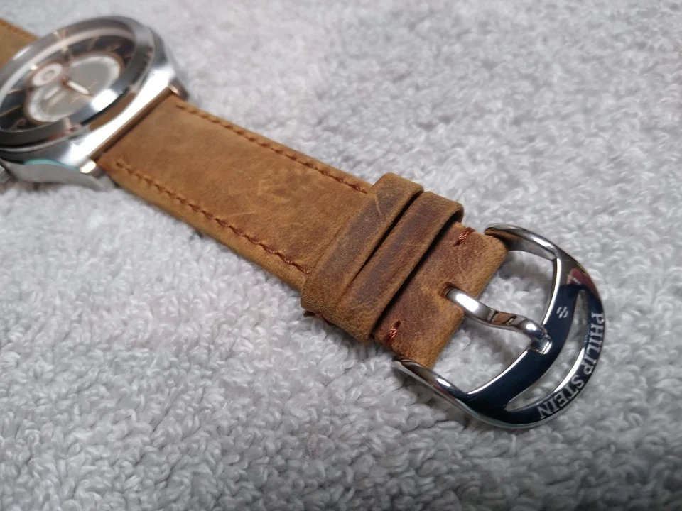 Philip Stein Prestige Cuarzo Suizo Acero 42mm Hombre Reloj Redondo Correa Cuero Foto 3 de 4