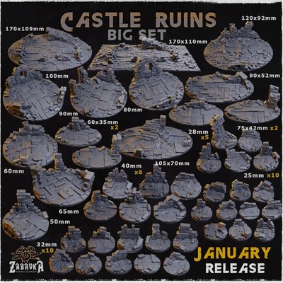Castle Ruins Bases for Wargame & RPG Miniatures 16k Resolution Zabavka