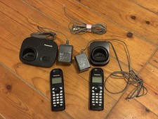 Panasonic KX-TG7301E Cordless Phone System Black Digital Display with Adapters 