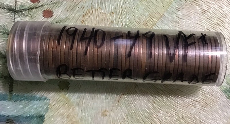 Lot of 100 ( 2 Rolls ) Lincoln Wheat Cents 1940-49….High Grade….VF+