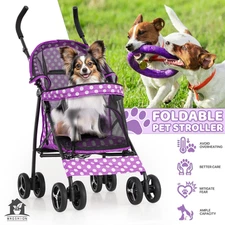 Pet Dog Stroller 4 Wheels Breathable Travel Carrier Cage Storage Basket&Skylight