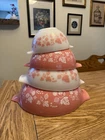 Pyrex Vintage Pink Gooseberry Mixing Bowl Set