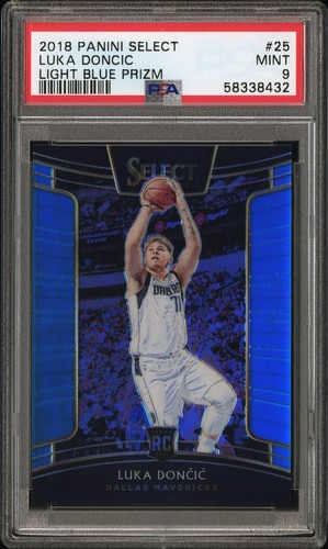 2018 Panini Select LUKA DONCIC RC #25 LIGHT BLUE Prizm Numbered 43/299 PSA 9
