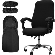 Melaluxe Office Chair Cover with Armrest Covers Large, Black With Arm Covers