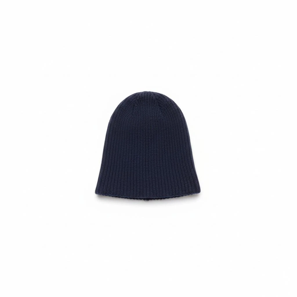 Knit Beanie Unisex One Size Navy Ribbed Cuffed Winter Hat 7620 Patch Warm