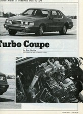 1983 FORD THUNDERBIRD TURBO COUPE 7 pg ROAD TEST Article