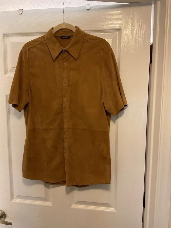 Short sleeve men’s subtle suede Shirt HONEY COLOR - Image 4 of 4