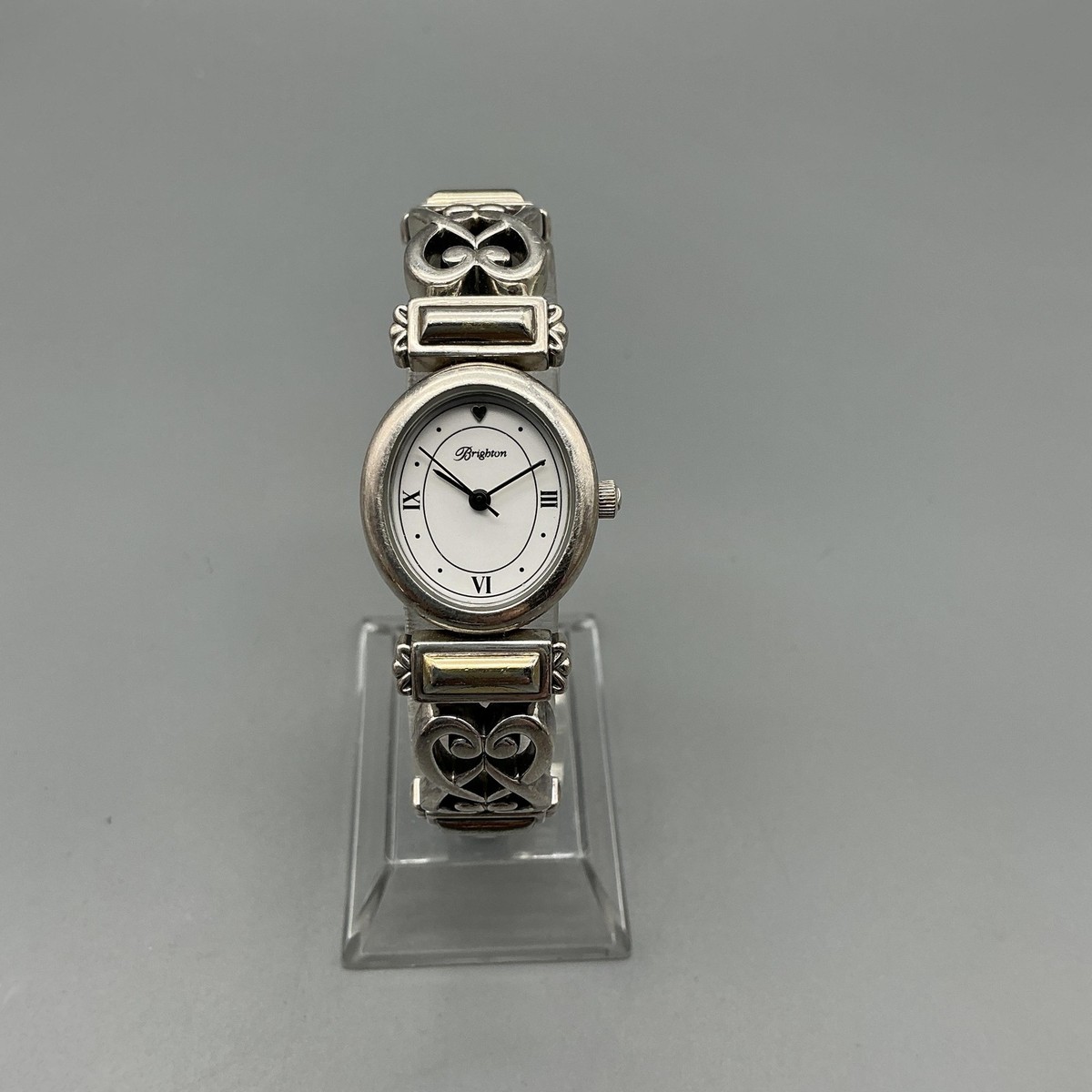 Brighton Champagne silver‎ and gold leather banded watch Vintage Brighton Aurora Ladies Watch With Ornate Band With  main image 3