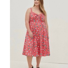 Torrid Pink Sleeveless Cupcake Print Midi Dress Pockets Size 3X Casual Coquette