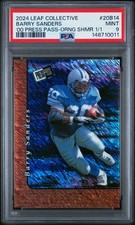 2024 LEAF COLLECTIVE 2000 PRESS PASS BARRY SANDERS ORANGE SHIMMER #1/1 PSA 9 HOF
