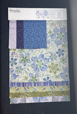 Benartex Chloe Fabric Sample Board Jennifer Young Lilac Plum Blue Ivory Quilting