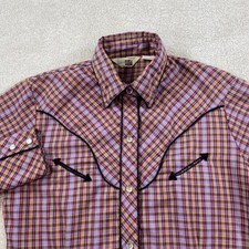 Vtg 70's Sears Western Shirt Womens 12 Plaid Pearl Snap Vintage Yoke Piping