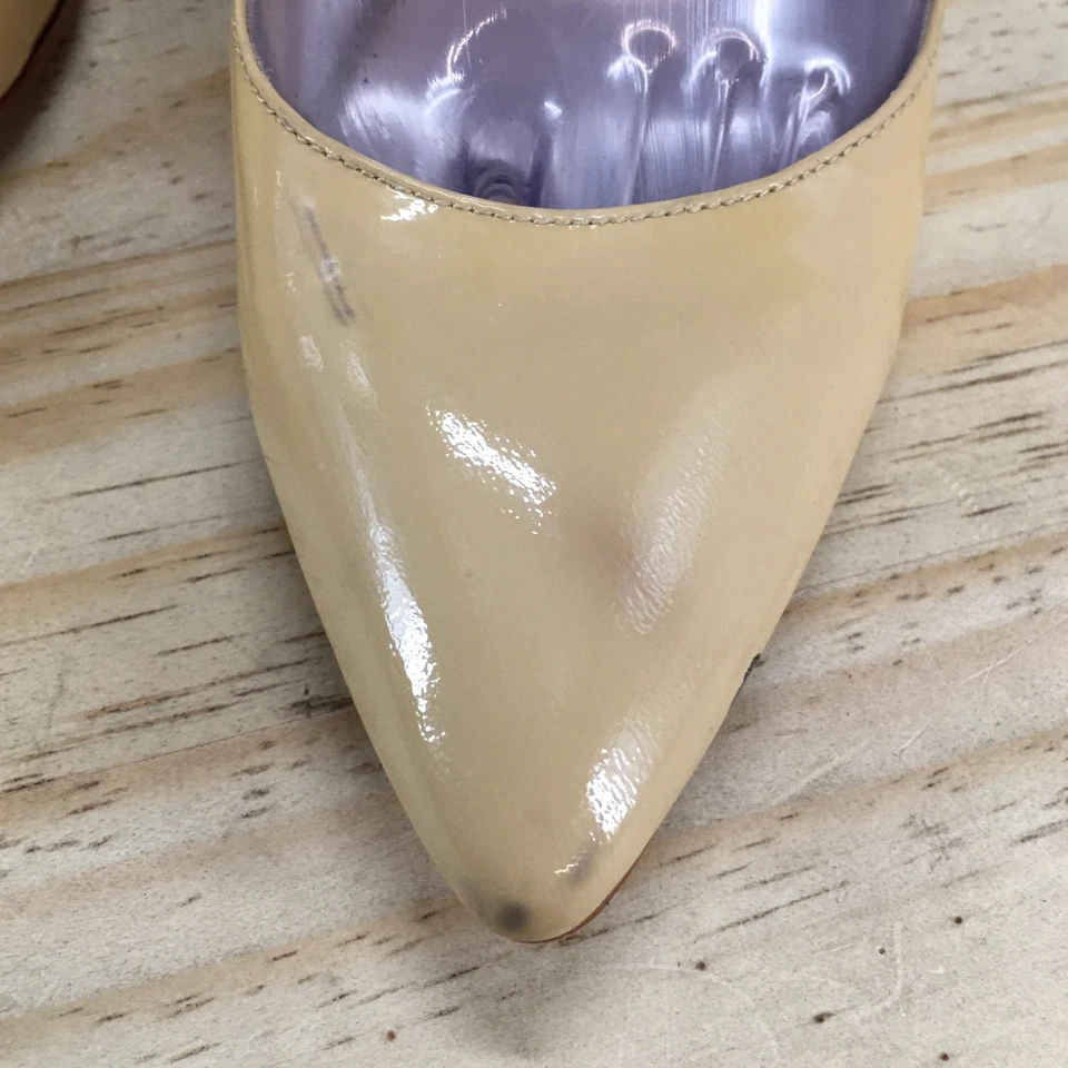 Vince Camuto Women 8M Yellow Stefania Slingback Pumps Pointed Toe Patent Leather - Image 4 of 4