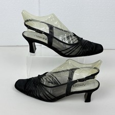 Vintage 90's Amanda 2.5" Heels Size 8.5 "All Dressed Up" Shoes Black Fabric Mesh