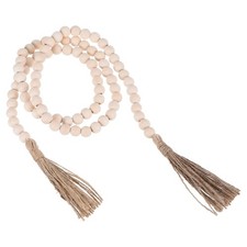 52 Inch Wood Bead Garland Home Decor with Tassels Burlywood 1 Set