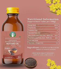 AYURVEDASHREE Cold Pressed Mustard Oil, 3.38 fl 100 Pure Natural, GMO-Free