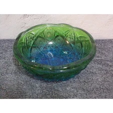 Vintage Jeanette Glass Blue to Green Serving Dish or Candy Dish