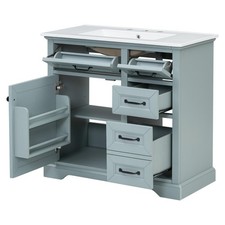 Elegant 36-Inch Bathroom Vanity in Painted Finish with Waterproof Ceramic Sink 