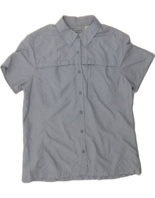 L.L.BEAN Damen Kurzarm Shirt UK 16 Large Blau Nylon CJ42