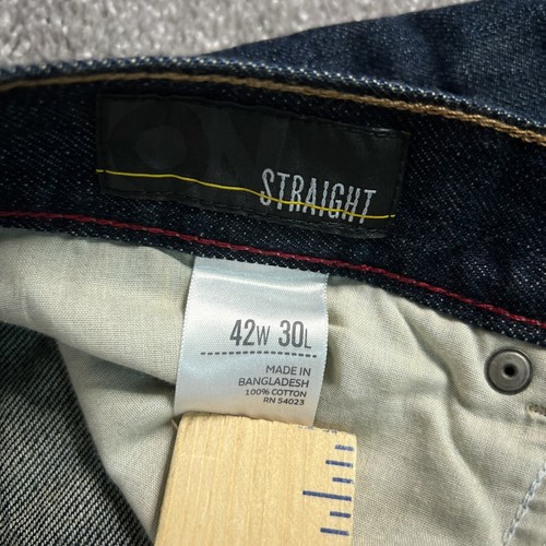 Old Navy Mens Straght Fit Jeans 42X30 Dark Blue Denim - Picture 4 of 11