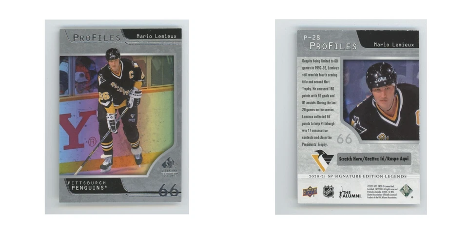 2020 SP Signature Edition Legends Profiles Mario Lemieux #P-28 - Image 3 of 3