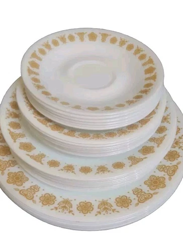 CORELLE BUTTERFLY GOLD Corning Set 30pc Dinner Salad Bread Plates+ Many UNUSED