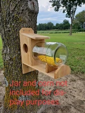 Handmade Cedar Jar Squirrel Feeder Without Jar.