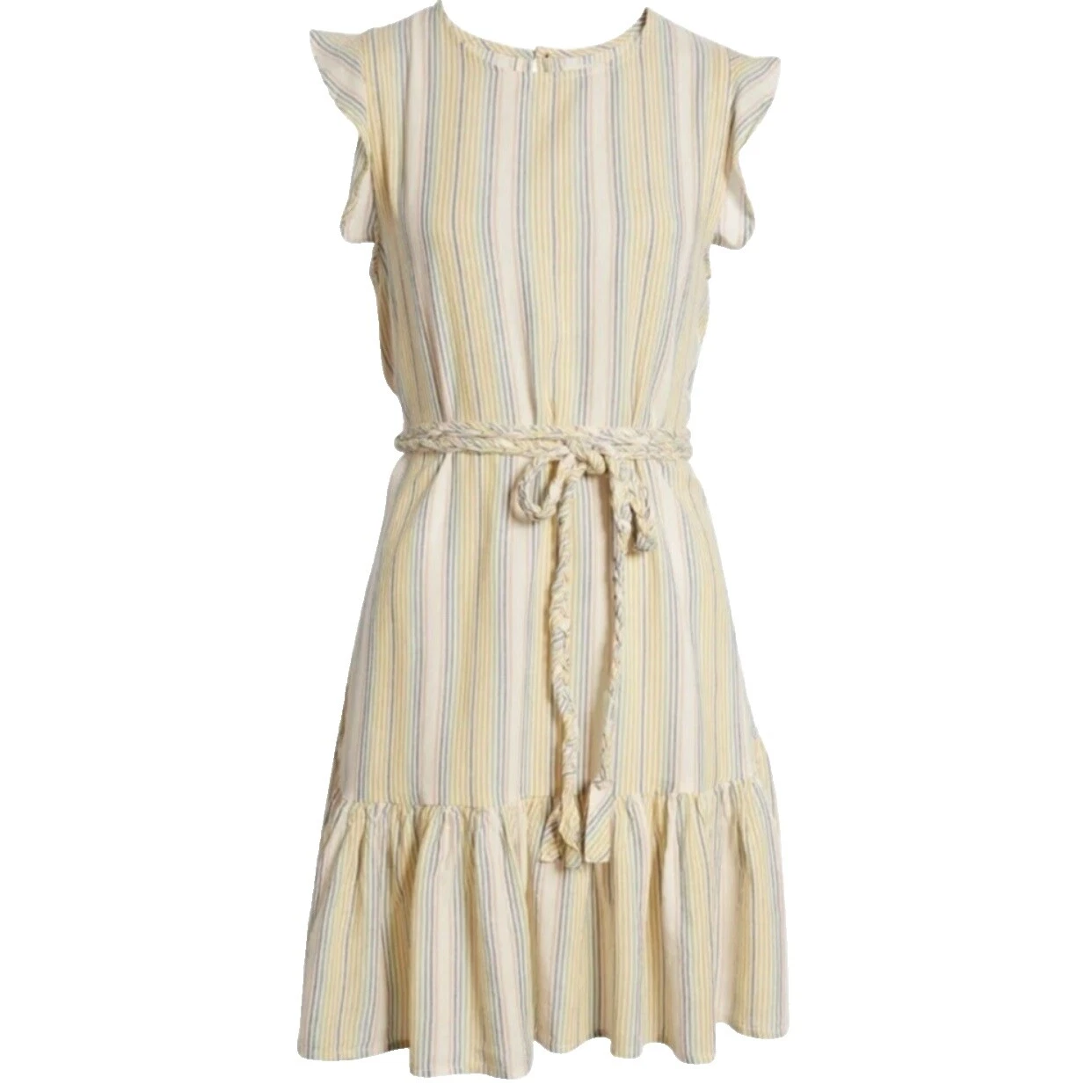 Linen Short Sleeve Dresses Stripes