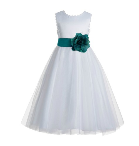 V-Back Lace Edge Ivory Flower Girl Dress Communion Dress Toddler Baptism Dresses - Picture 55 of 68