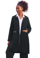 Ellos Women's Plus Size Zip-front A-line Coat With Back Inverted Pleat