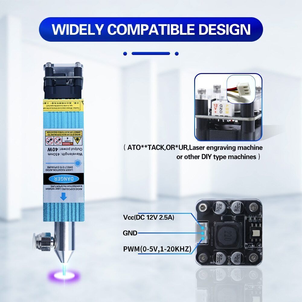 LUNYEE 40W Laser Module Air Assist For DIY CNC 3018pro Engraving ...