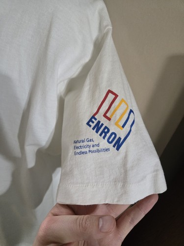 Vintage Enron Graphic Tee Shirt White Men’s XL Colorful Logo Fruit Of The Loom - Picture 3 of 8