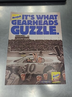 Nesquik Nestlé Race Car  Print Ad 2000 8x11 Wall Art Decor  Vintage 