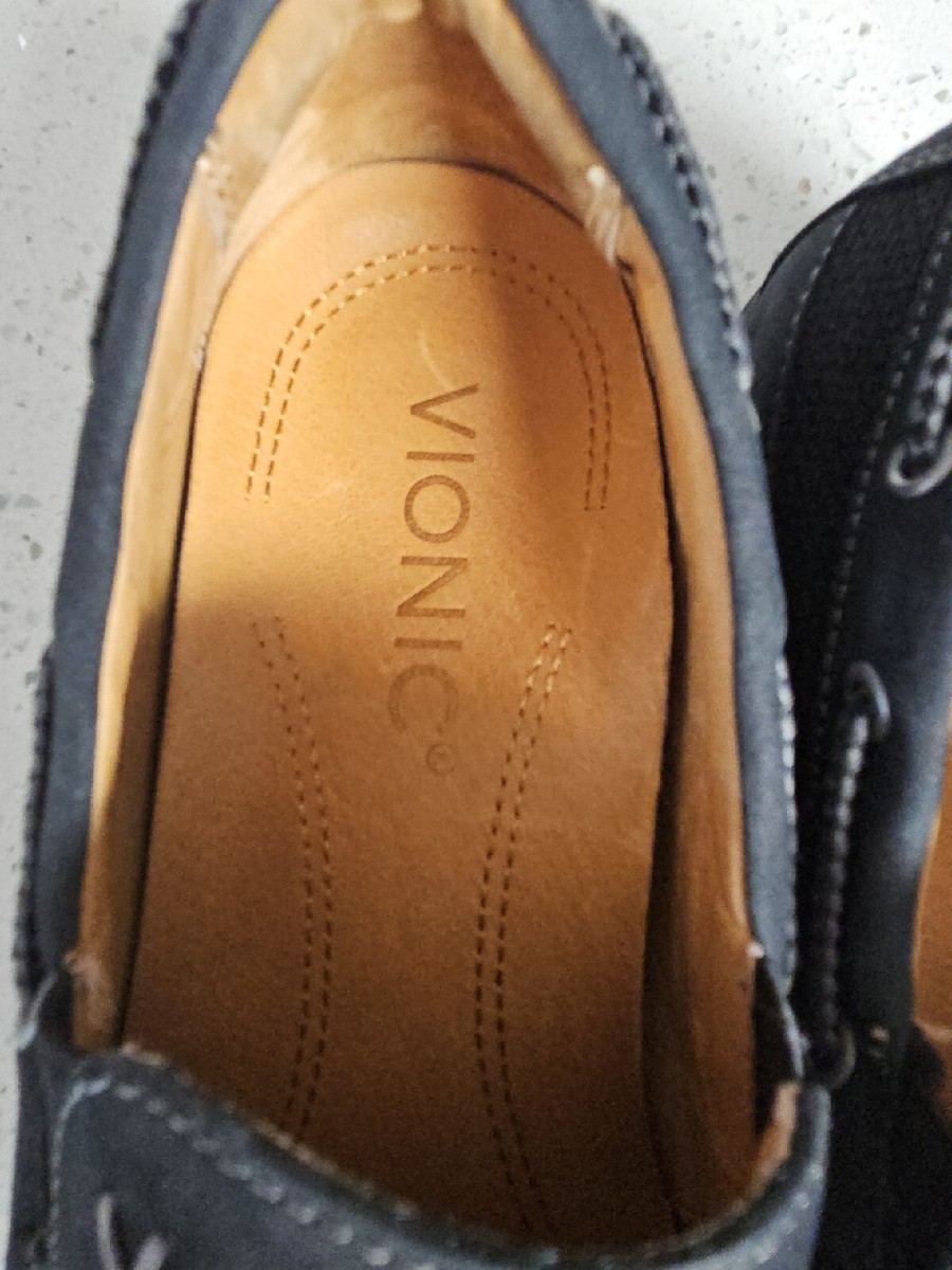 Vionic EARL Boat Shoe Leather Loafers Mens size 12 Vionic Earl Slip-on Boat Shoe Black Leather Mens Size 7, Pre  main image 3