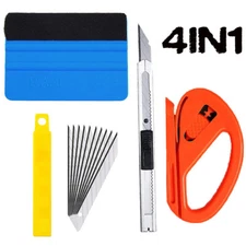 4PCS Squeegee Felt Kit Car Vinyl Wrap Application Tools 10 Blades Window Tint