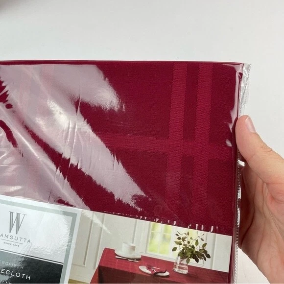 Wamsutta Red Microfiber Tablecloth Oval Rectangle New Dining Table - Image 2 of 4
