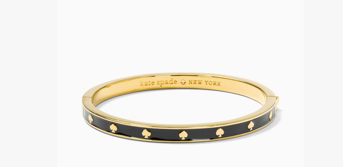 Kate Spade NY Spot The Spade Black and Gold Enamel Hinged