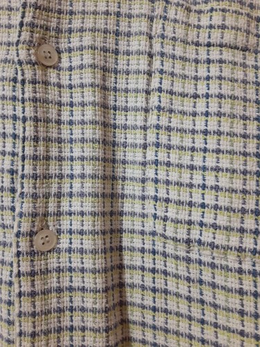 Free People Men's Shirt Button Up Short Sleeve Tweed Blue Green Small Coastle - Picture 3 of 5
