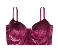 Victorias Secret Very Sexy Long Lined Lightly Lined Velvet Balconette Bra Maroon
