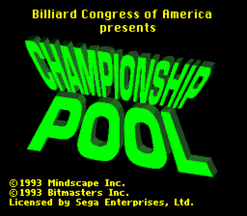 Championship Pool - Sega Genesis Game