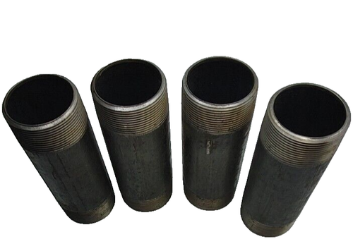 4 Stück Schwarz Eisen Rohr Außennippel Gewinde 2"x 6"x 1/8" Dickwandig 2-1/4" Außendurchmesser - Bild 1 von 3