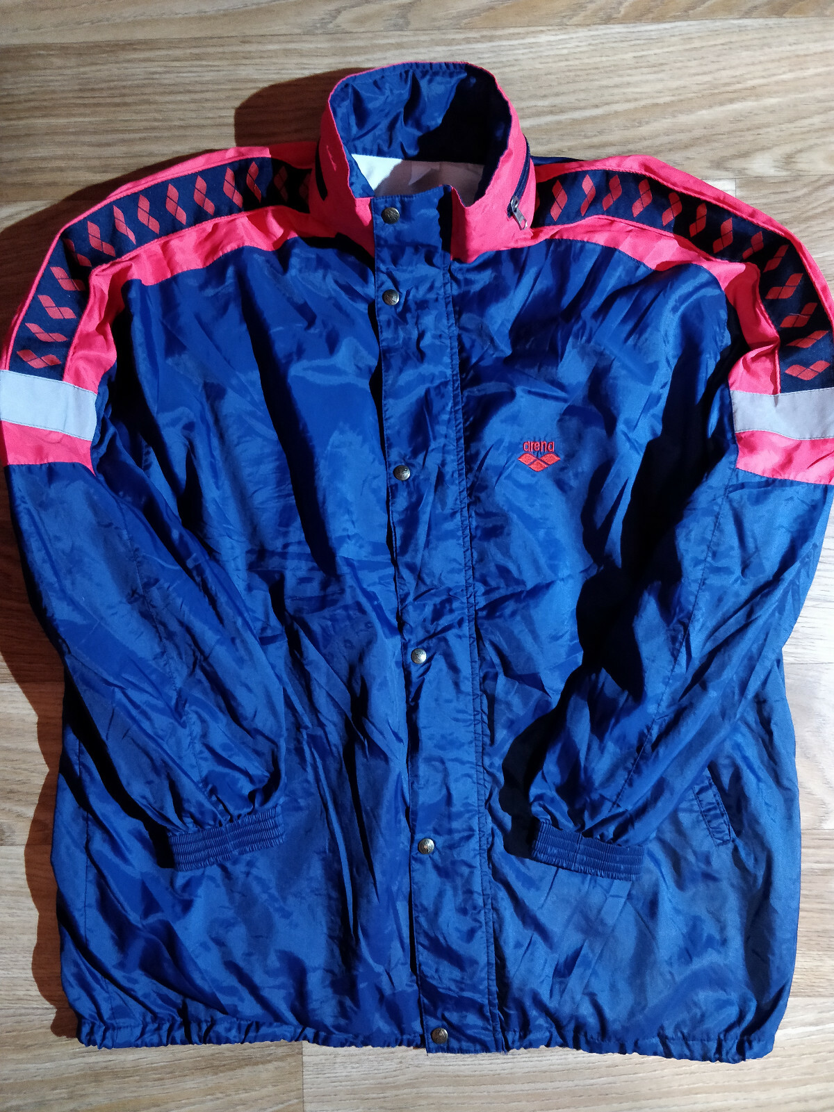 Arena Vintage Mens Tracksuit Top Nylon Hooded Jacket Windbreaker Hoodie  Navy | eBay