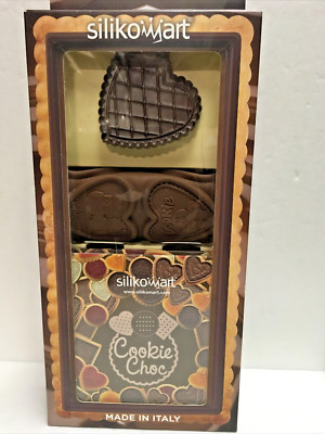 SILIKOMART COOKIE CHOC ASSORTED FULL TRAY HEART, CHRISTMAS & SNOWMAN/ ITALY 0584